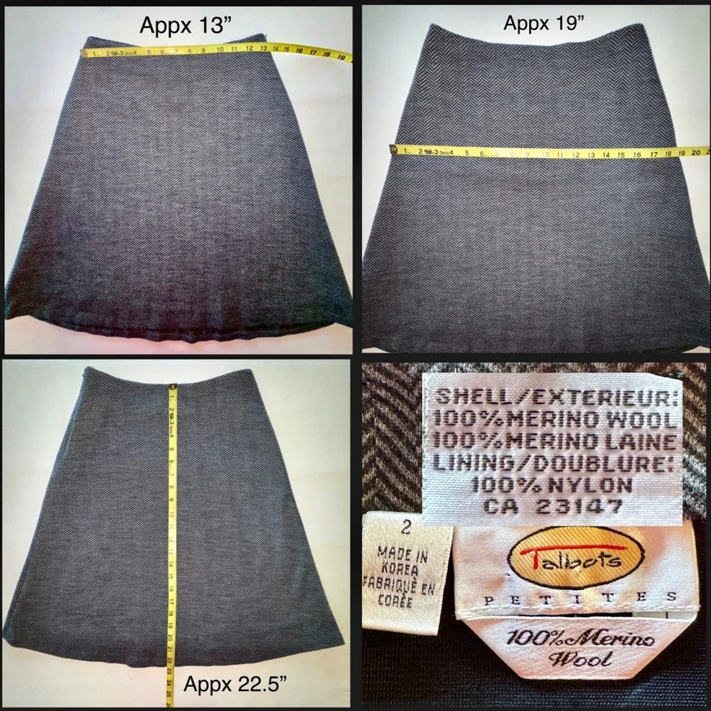 TALBOTS Merino Wool Herringbone Fitted Lined Jacket and Skirt (2P)